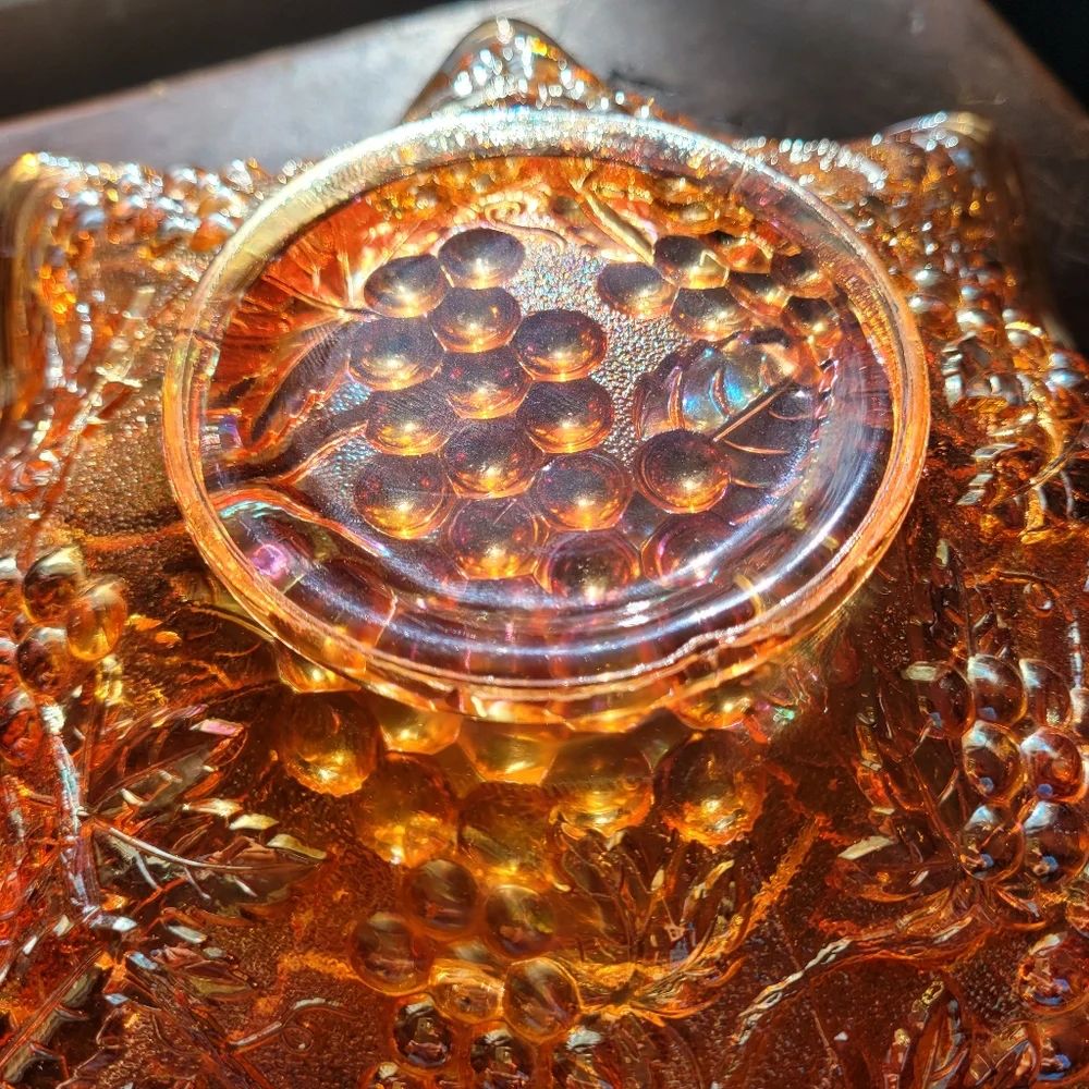 Frosted Amber Carnival Glass Depression Glass